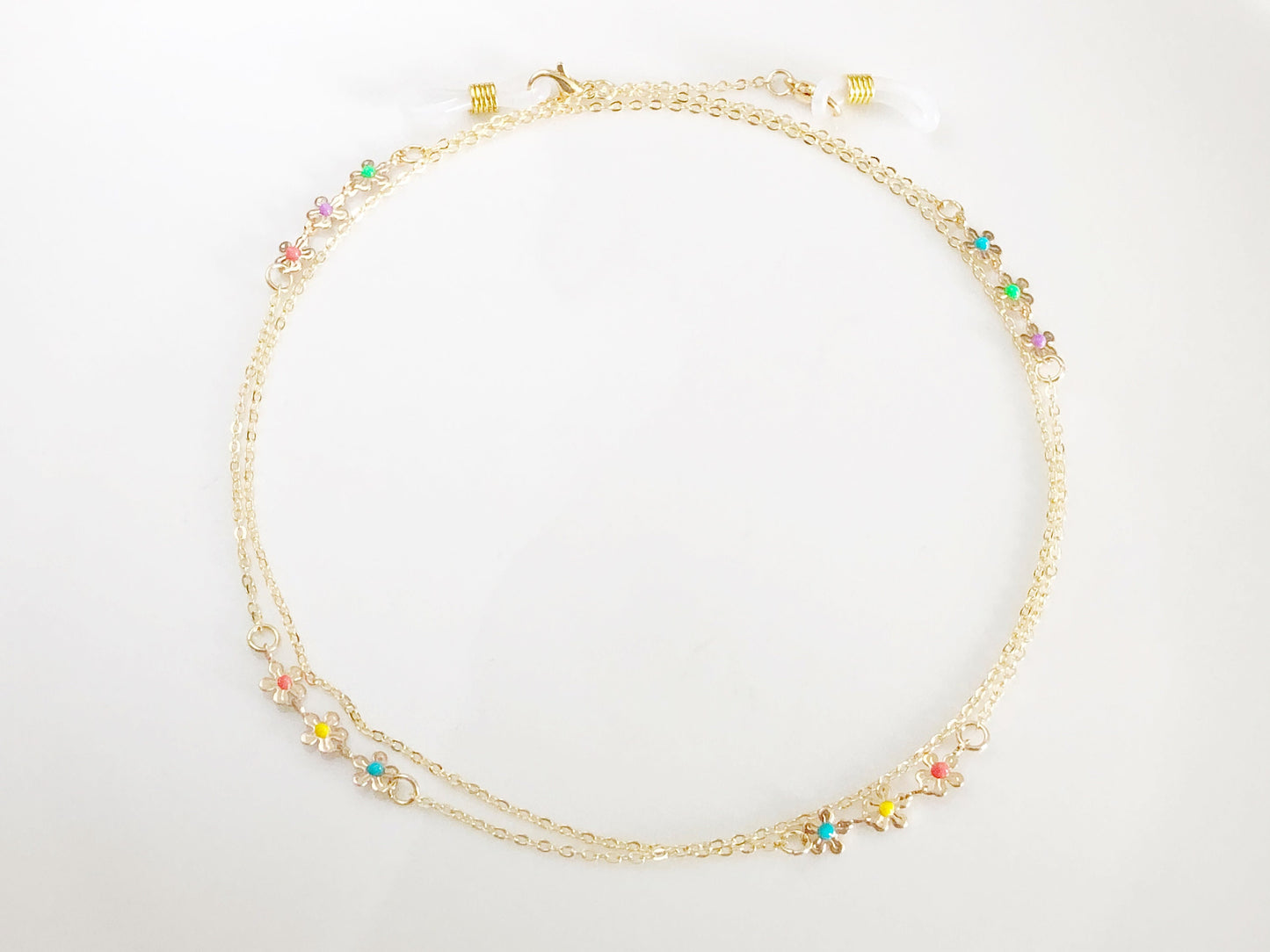 Dainty colourful flowers glasses chain, Delicate sunglasses chain, Travel essential, gift for mother, Valentines Gift for her, Lanyard