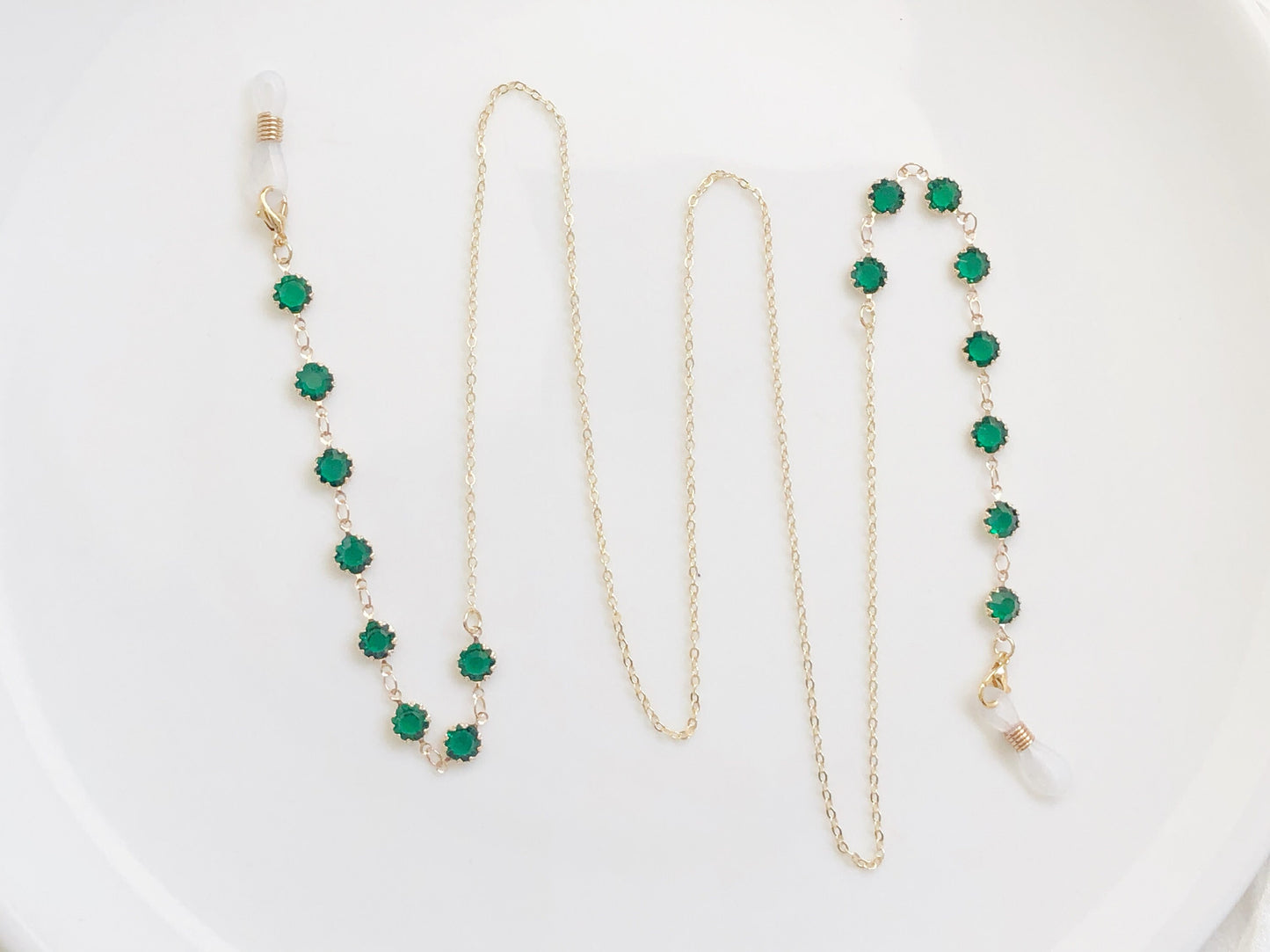 Dainty Green Zirconia glasses chain, Delicate sunglasses chain, Travel essential, gift for mother, Valentines Gift for her, Lanyard