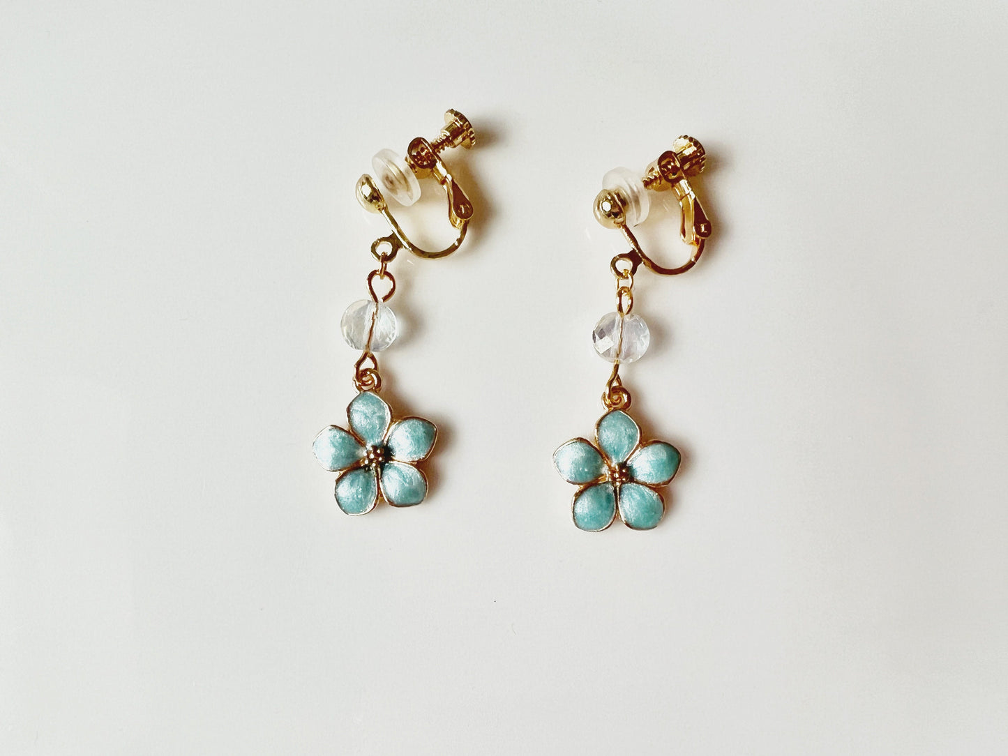 Sakura enamel earrings, oriental cherry Stud/Clip on earring, Dangle and drop earrings, spring gift for her