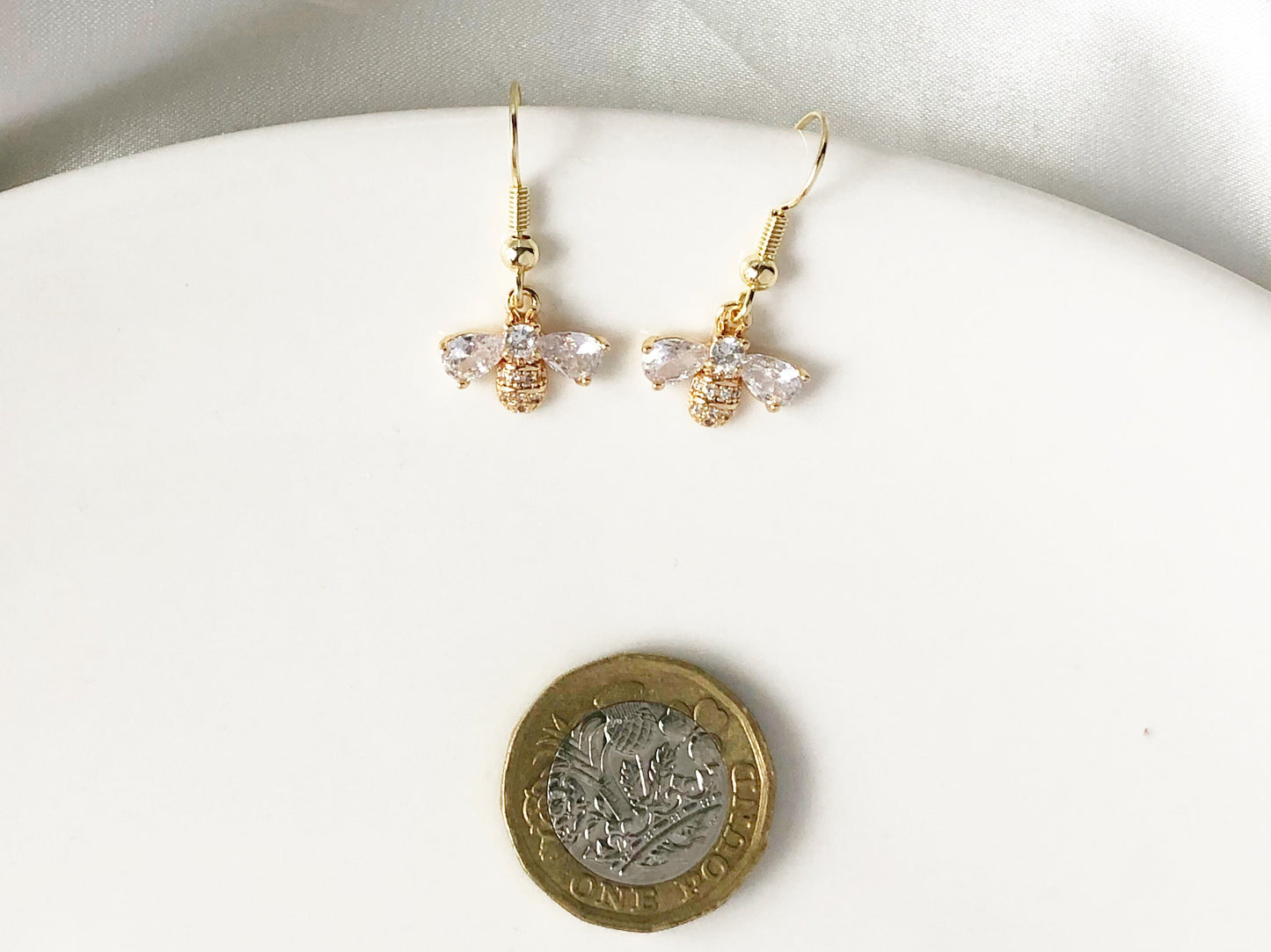 Gold Bee Earrings, Bumblebee and Bear bee earrings, Gift for her