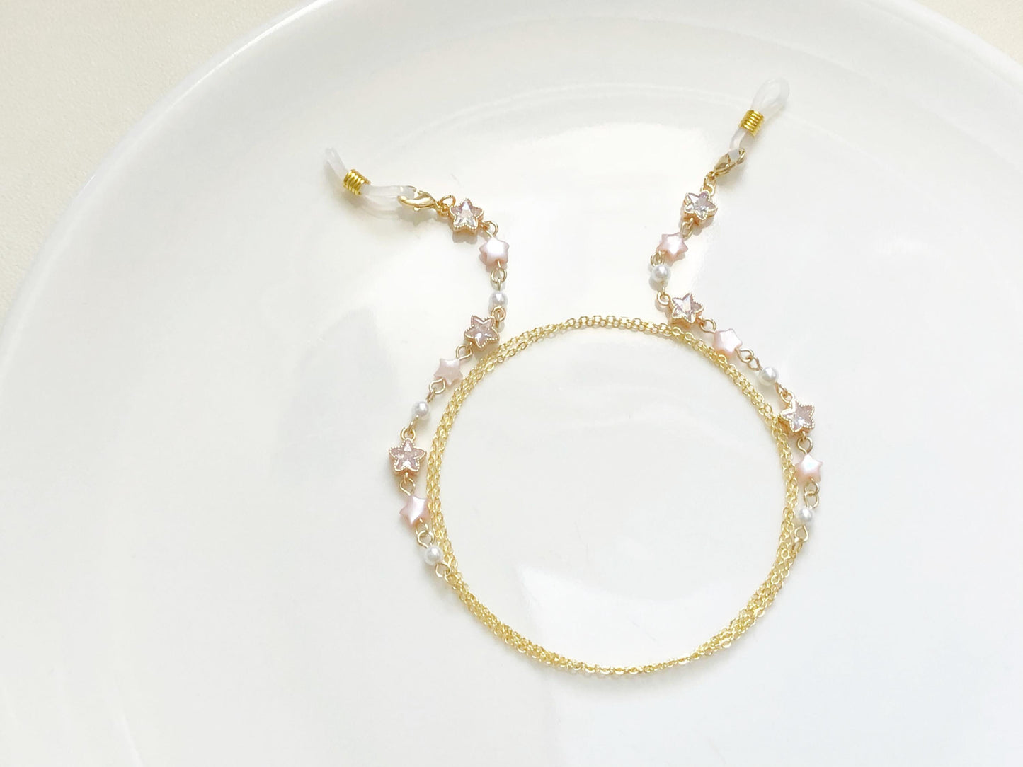Glasses Chain Star Bead, Crystal Mother of Pearl Eyeglass Holder, Spectacles Chain Jewellery, Sunglasses Strap, Gift For Her