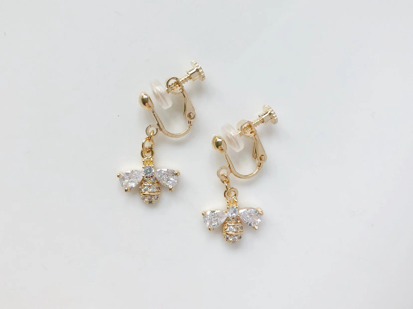 Gold Bee Earrings, Bumblebee and Bear bee earrings, Gift for her