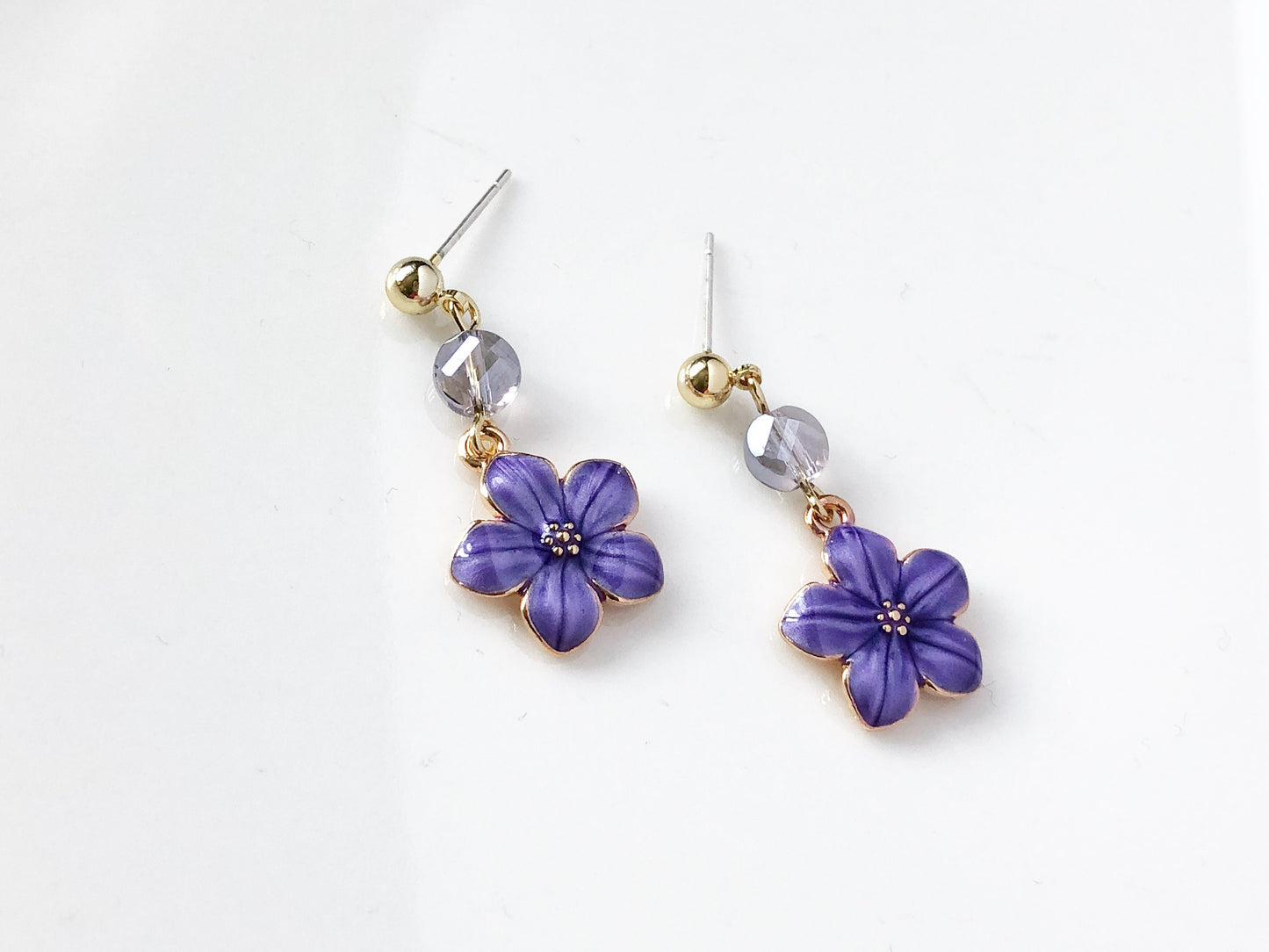 Sakura enamel earrings, oriental cherry Stud/Clip on earring, Dangle and drop earrings, spring gift for her