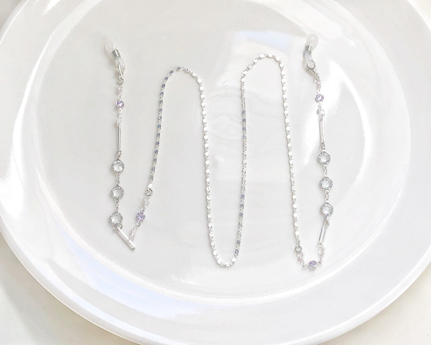 Dainty purple Zirconia glasses chain, Delicate sunglasses chain, Travel essential, gift for mother, Valentines Gift for her, Lanyard
