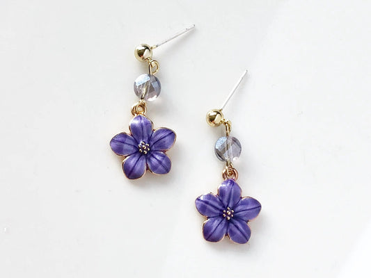 Sakura enamel earrings, oriental cherry Stud/Clip on earring, Dangle and drop earrings, spring gift for her
