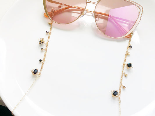 Gothic Glasses Chain, Black Rose Eyewear Holder Necklace, Elegant Lolita Sunglasses Cord, Vintage Style Jewellery , Gift for Her