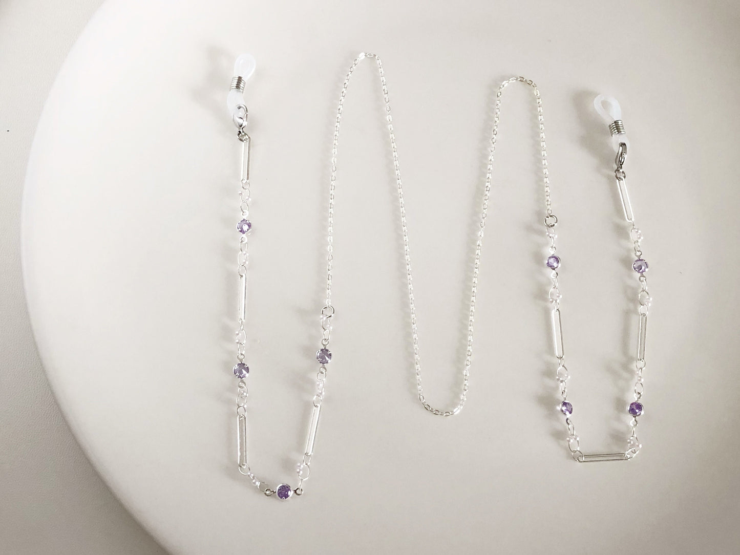 Dainty purple Zirconia glasses chain, Delicate sunglasses chain, Travel essential, gift for mother, Valentines Gift for her, Lanyard