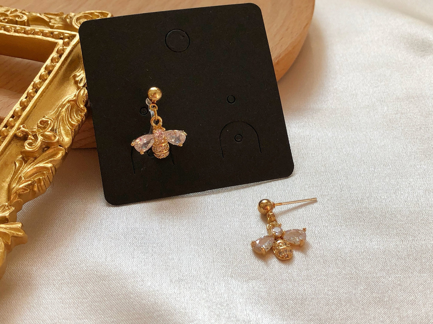 Gold Bee Earrings, Bumblebee and Bear bee earrings, Gift for her