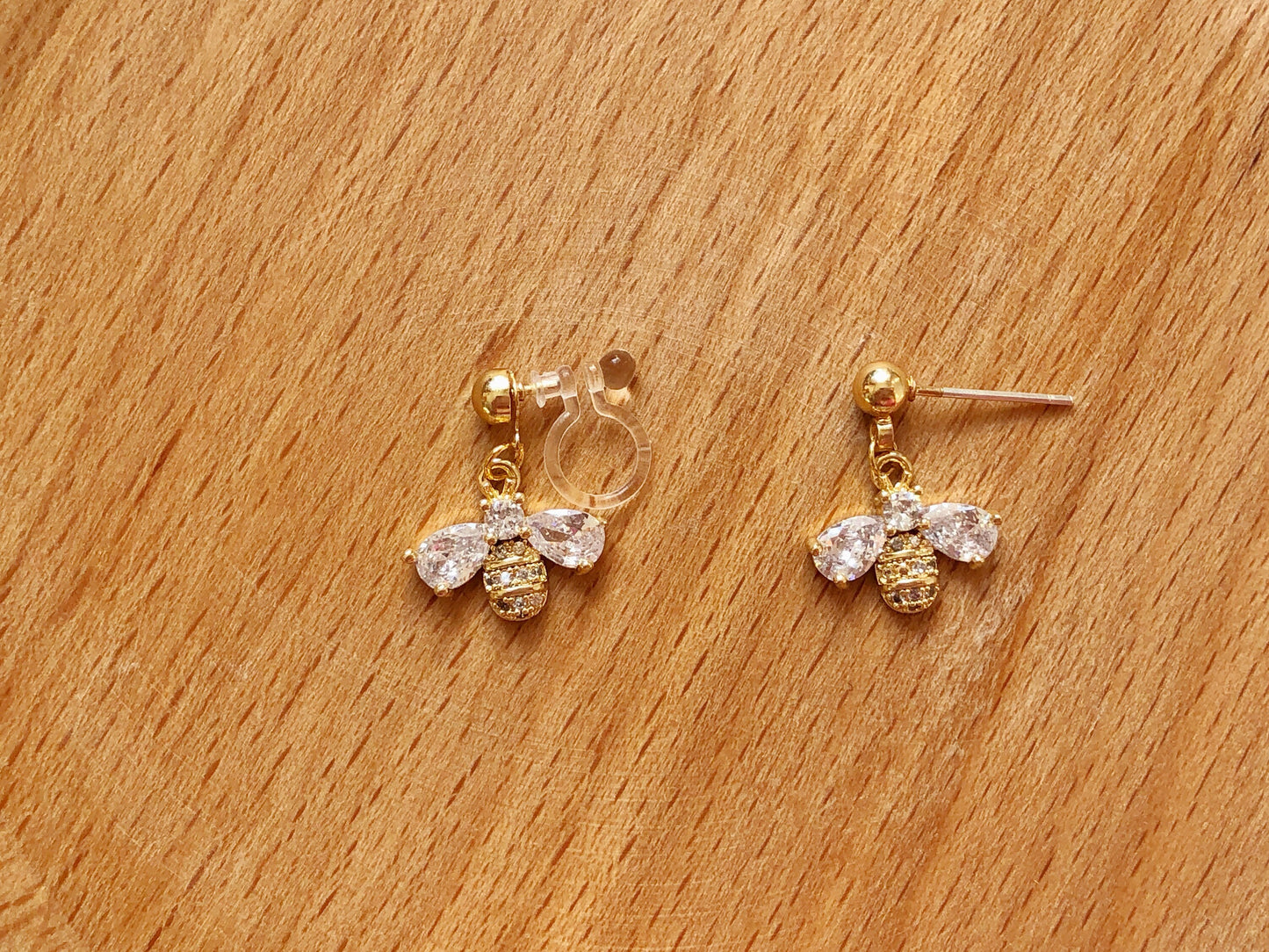 Gold Bee Earrings, Bumblebee and Bear bee earrings, Gift for her