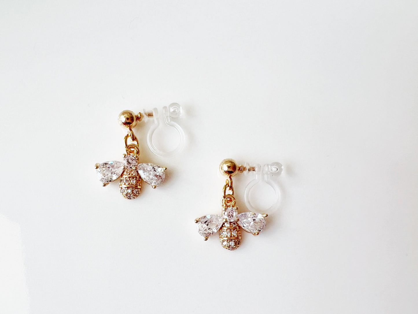 Gold Bee Earrings, Bumblebee and Bear bee earrings, Gift for her