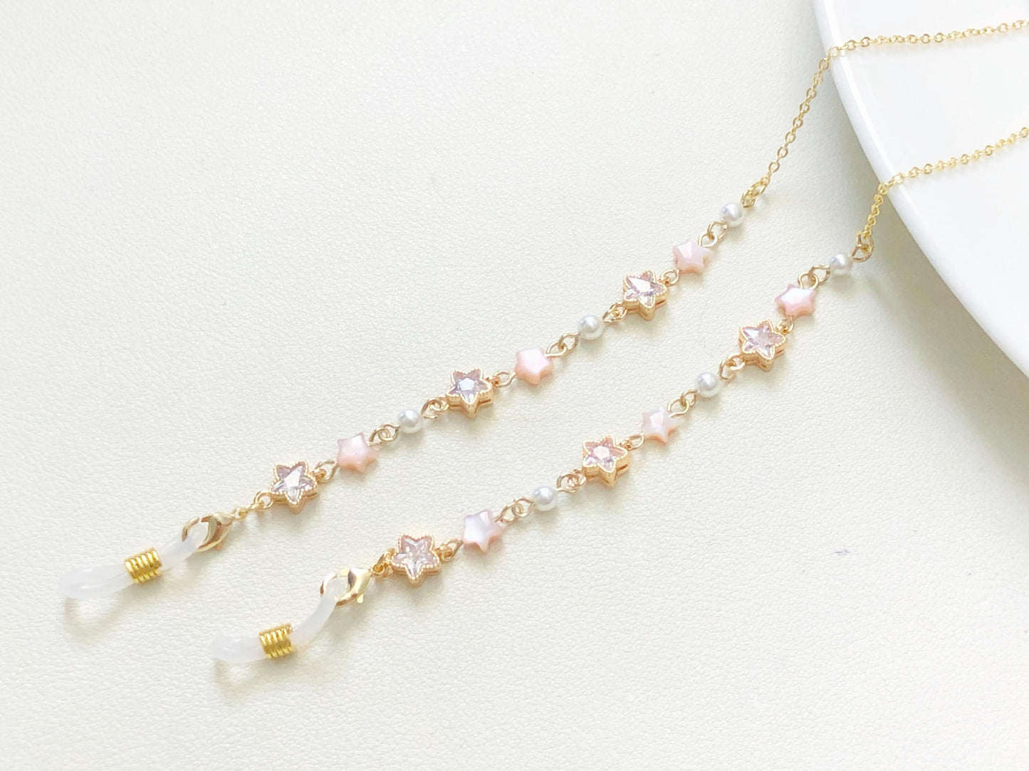Glasses Chain Star Bead, Crystal Mother of Pearl Eyeglass Holder, Spectacles Chain Jewellery, Sunglasses Strap, Gift For Her