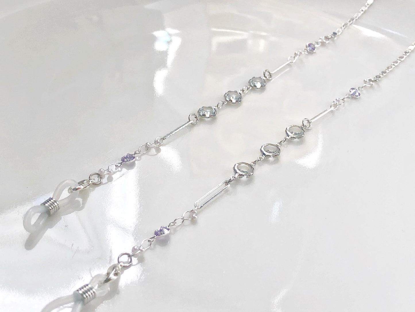 Dainty purple Zirconia glasses chain, Delicate sunglasses chain, Travel essential, gift for mother, Valentines Gift for her, Lanyard