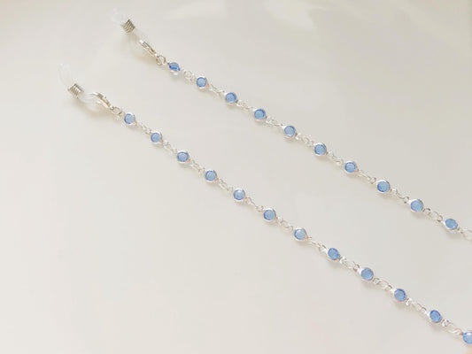 Dainty Blue Zirconia glasses chain, Delicate sunglasses chain, Travel essential, gift for mother, Valentines Gift for her, Lanyard