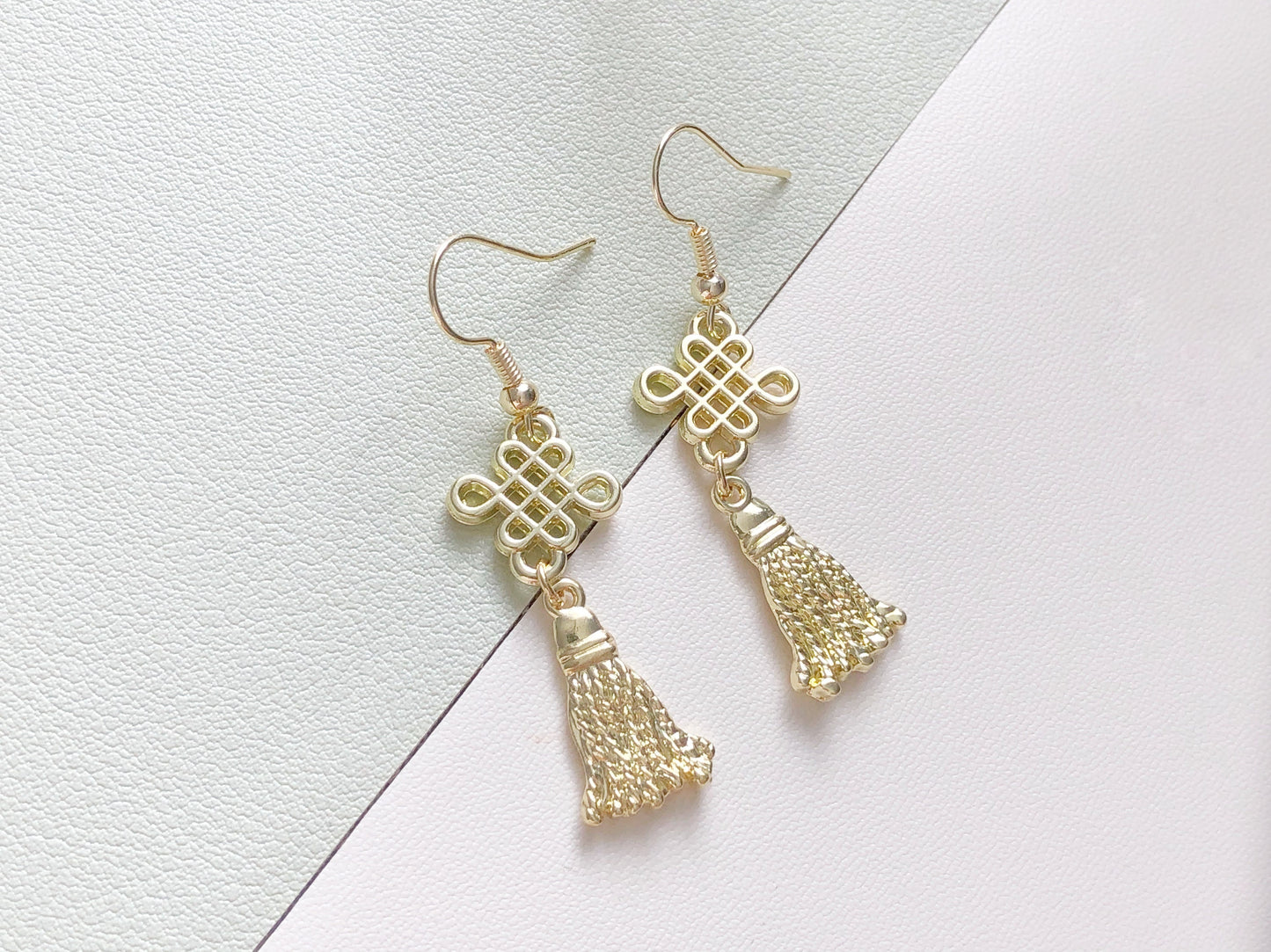 Traditional Chinese Knot Earrings in Gold or Red | Ear Wire, Hook, Clip-on  earrings, Handmade Asian Jewellery, gift for her