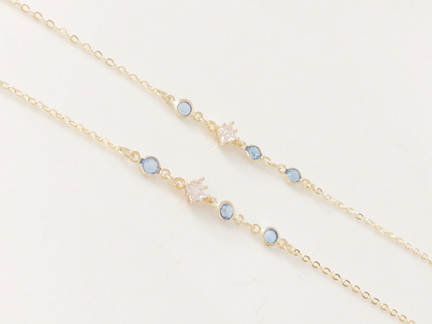 Dainty Blue Zirconia glasses chain, Delicate sunglasses chain, Travel essential, gift for mother, Valentines Gift for her, Lanyard
