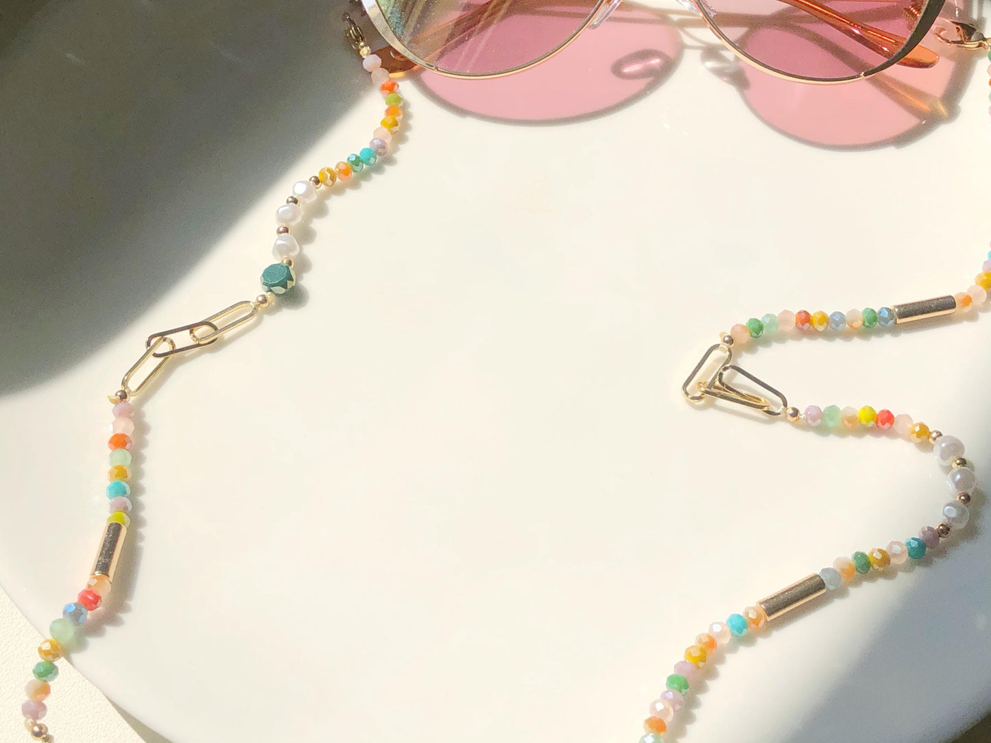 Colourful Beaded Glasses Chain, Boho Eyewear Lanyard, Rainbow Seed Beads, Eyeglass Holder Strap, Gift for her, Lanyard