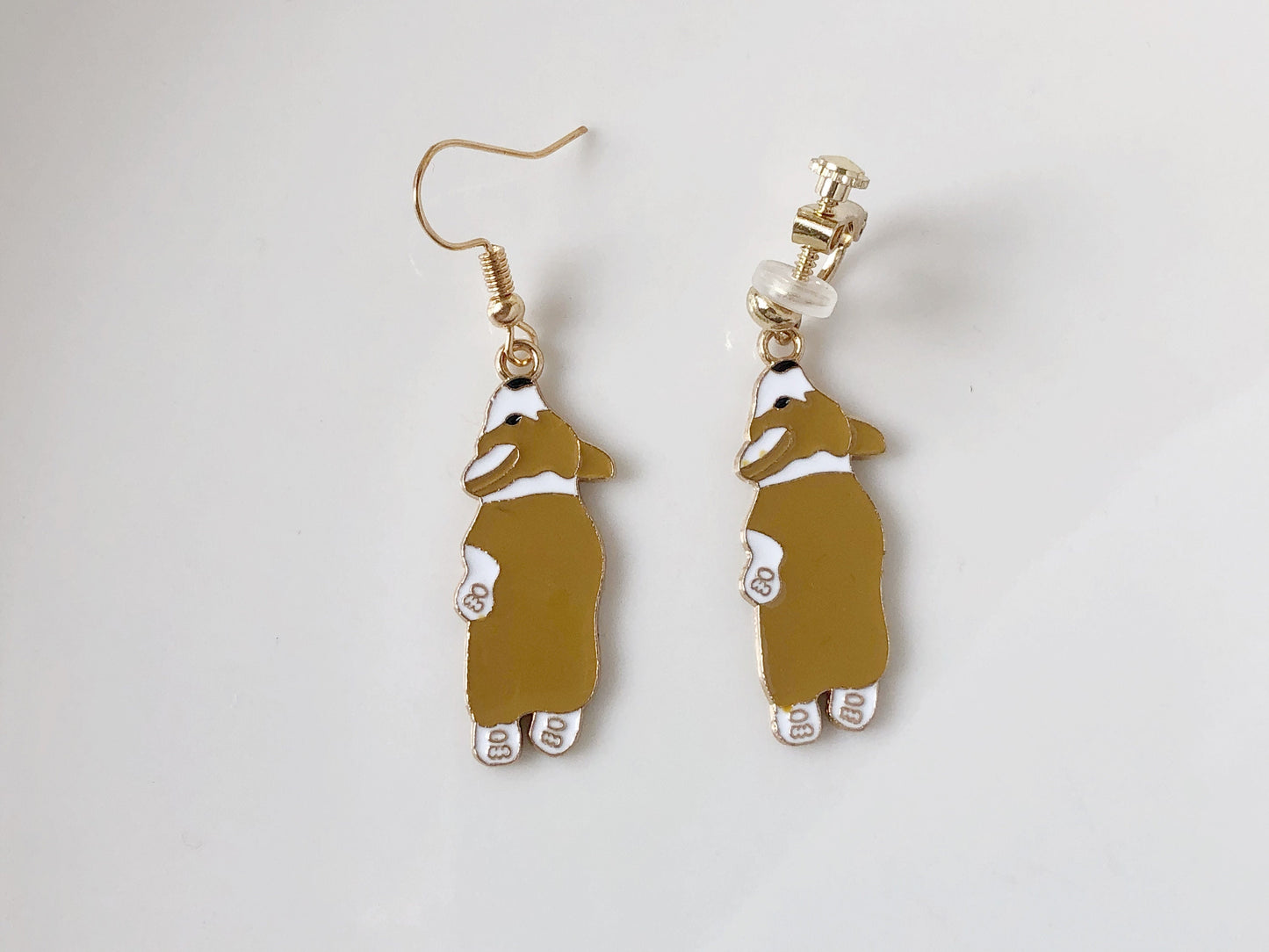Corgi Earrings Cute Enamel Dog Jewellery Adorable Pet Lover Gift for Her Animal Earrings Clip On or Pierced Option