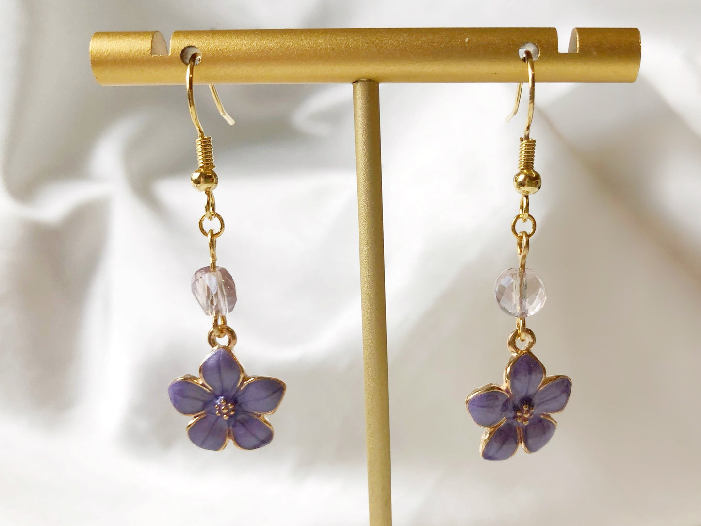 Sakura enamel earrings, oriental cherry Stud/Clip on earring, Dangle and drop earrings, spring gift for her