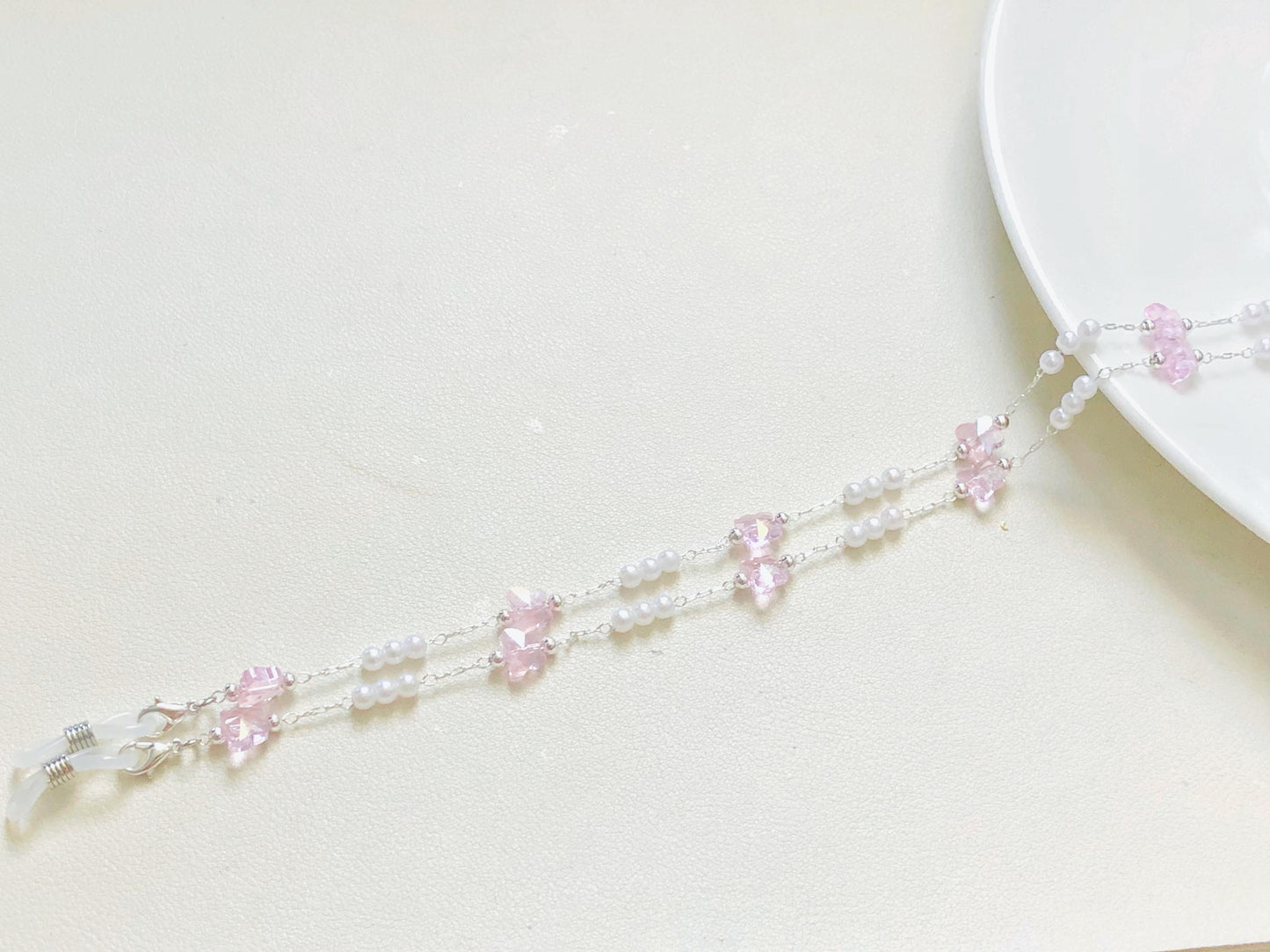 Glasses Chain Butterfly Bead, Cute Kids Eyeglass Holder, Pearl Resin Spectacles Chain, Sunglasses Strap Jewellery Gift For Girl