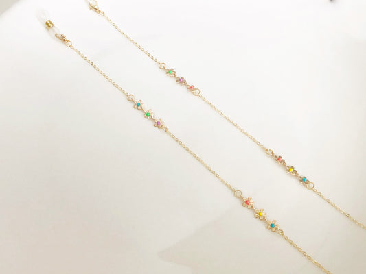 Dainty colourful flowers glasses chain, Delicate sunglasses chain, Travel essential, gift for mother, Valentines Gift for her, Lanyard
