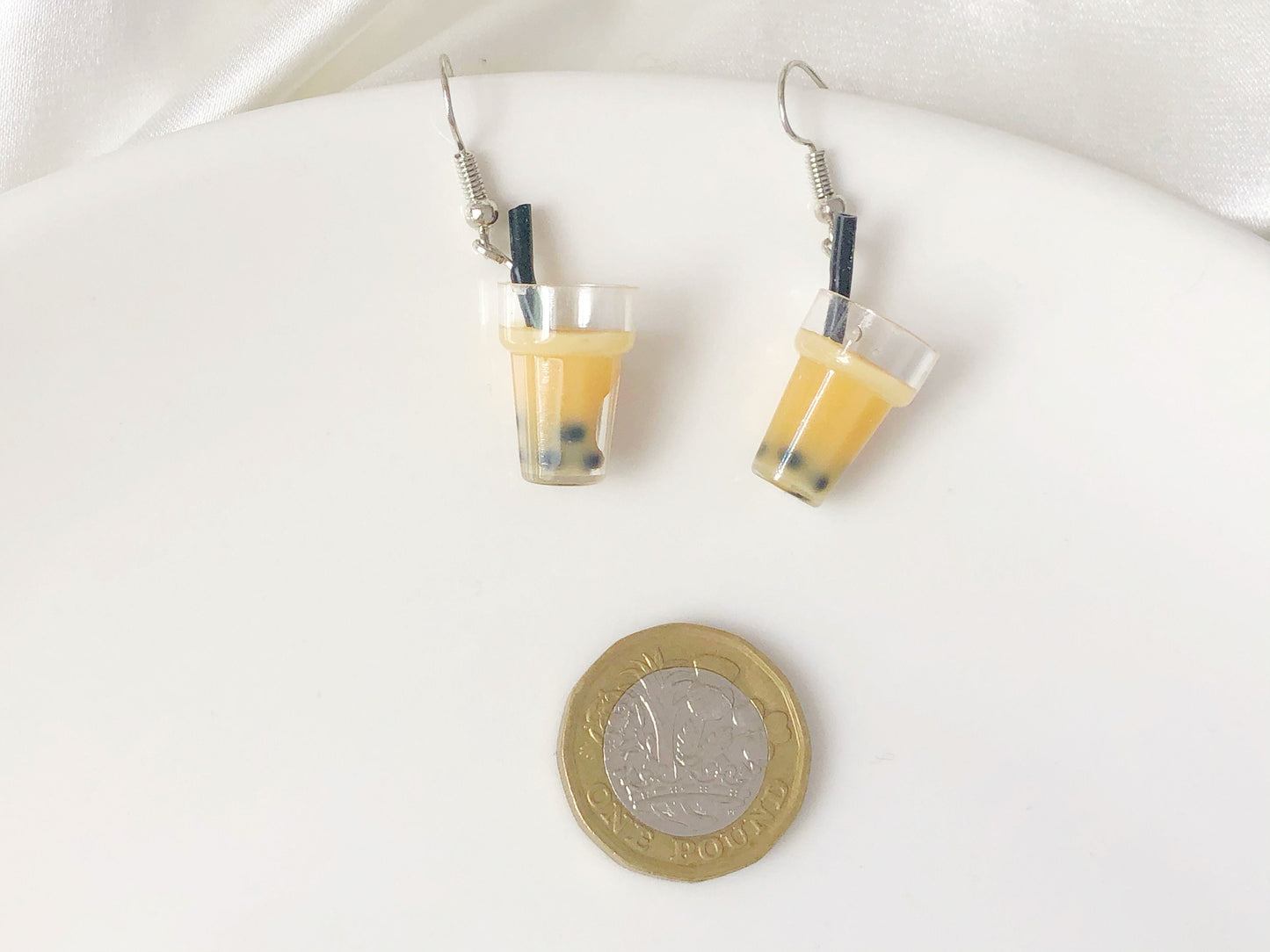 Boba Tea Earrings Cute Quirky Jewellery Bubble Tea Design Fun Gift for Her Clip On Stud Hook Options