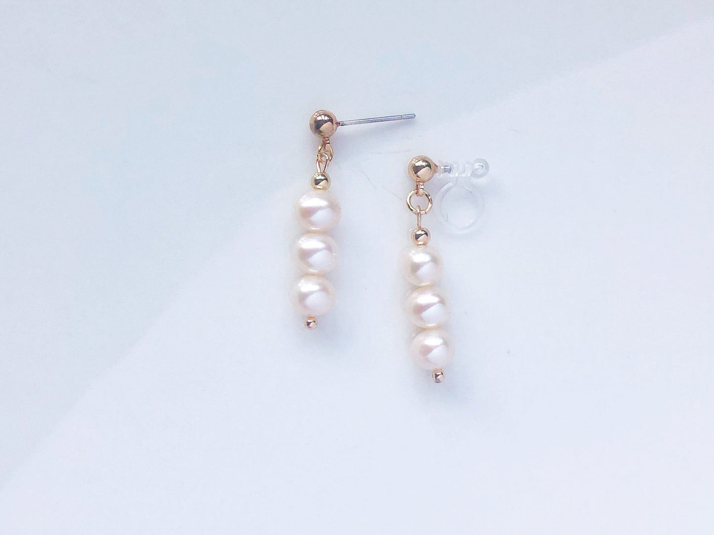 Freshwater Pearl Drop Earrings Elegant Minimal Jewellery Clip On Stud Hook Options Gift for Her