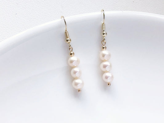 Freshwater Pearl Drop Earrings Elegant Minimal Jewellery Clip On Stud Hook Options Gift for Her