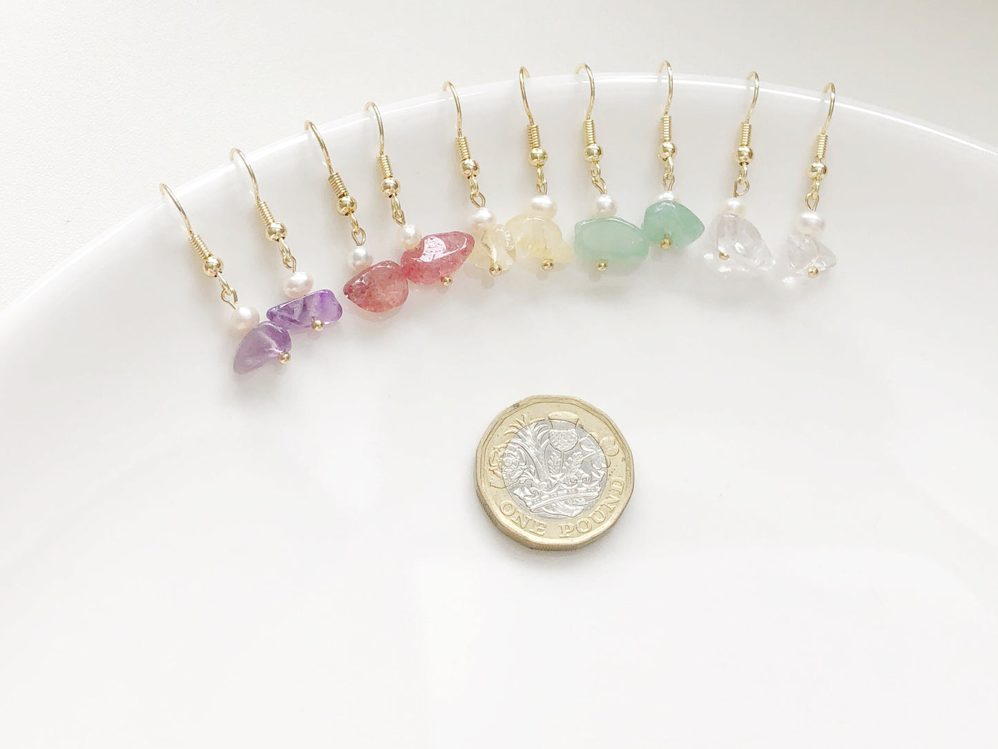 Quartz Pearl Earrings Natural Gemstone Dangle Freshwater Pearl Jewellery Clip On or Hook Minimal Elegant Gift for Her Crystal Drop Earrings