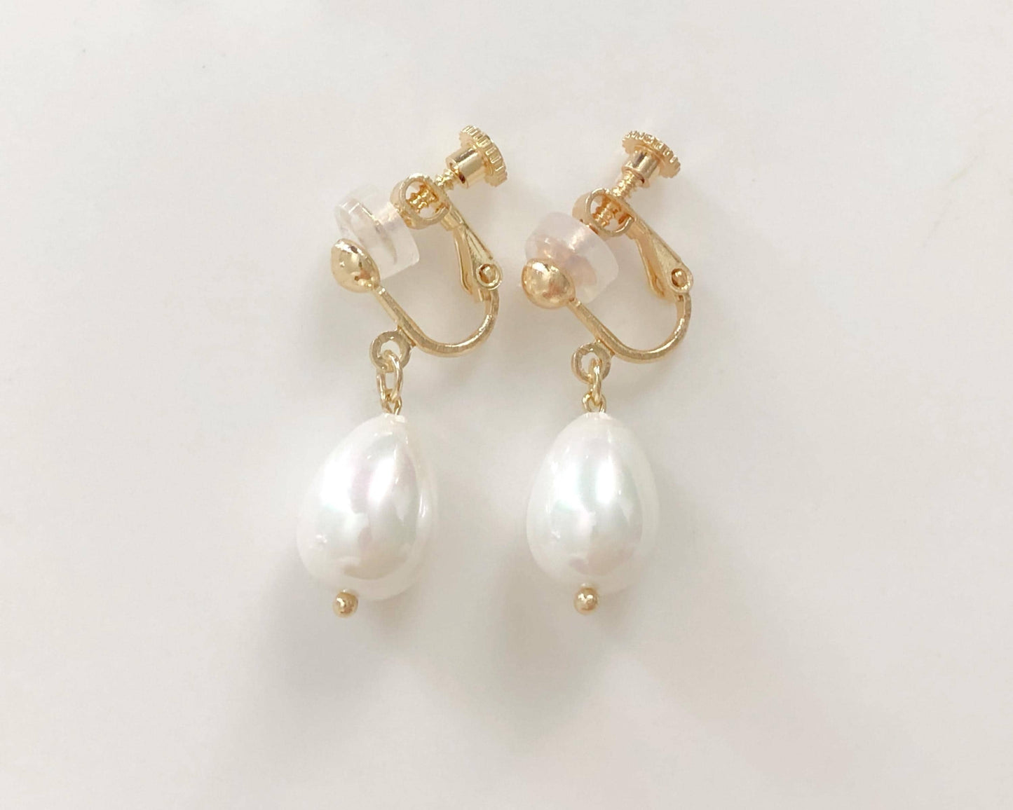 Teardrop Faux Pearl Earrings Elegant Drop Jewellery Classic and Simple Gift for Her Available as Clip On or Pierced Option