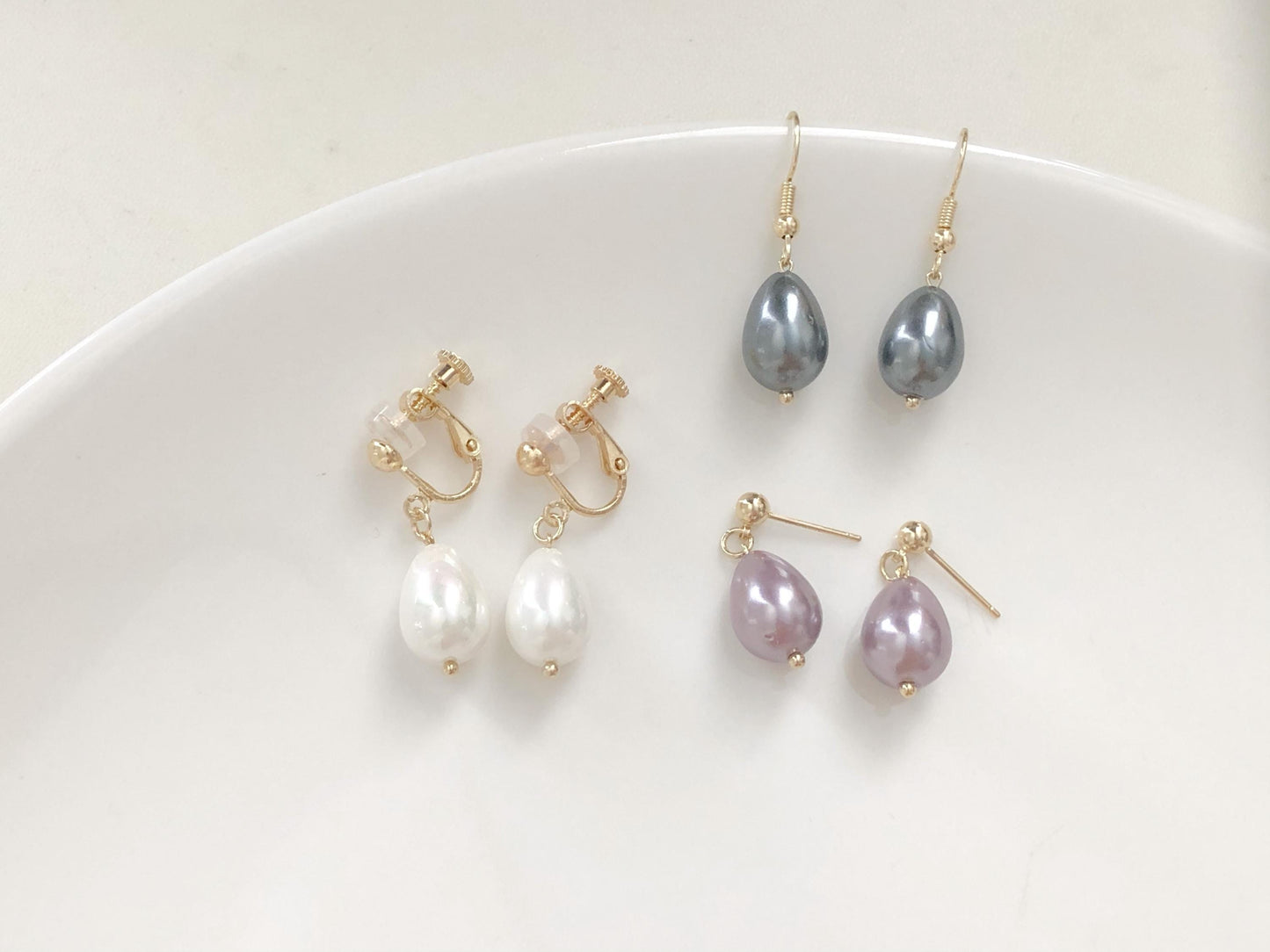 Teardrop Faux Pearl Earrings Elegant Drop Jewellery Classic and Simple Gift for Her Available as Clip On or Pierced Option