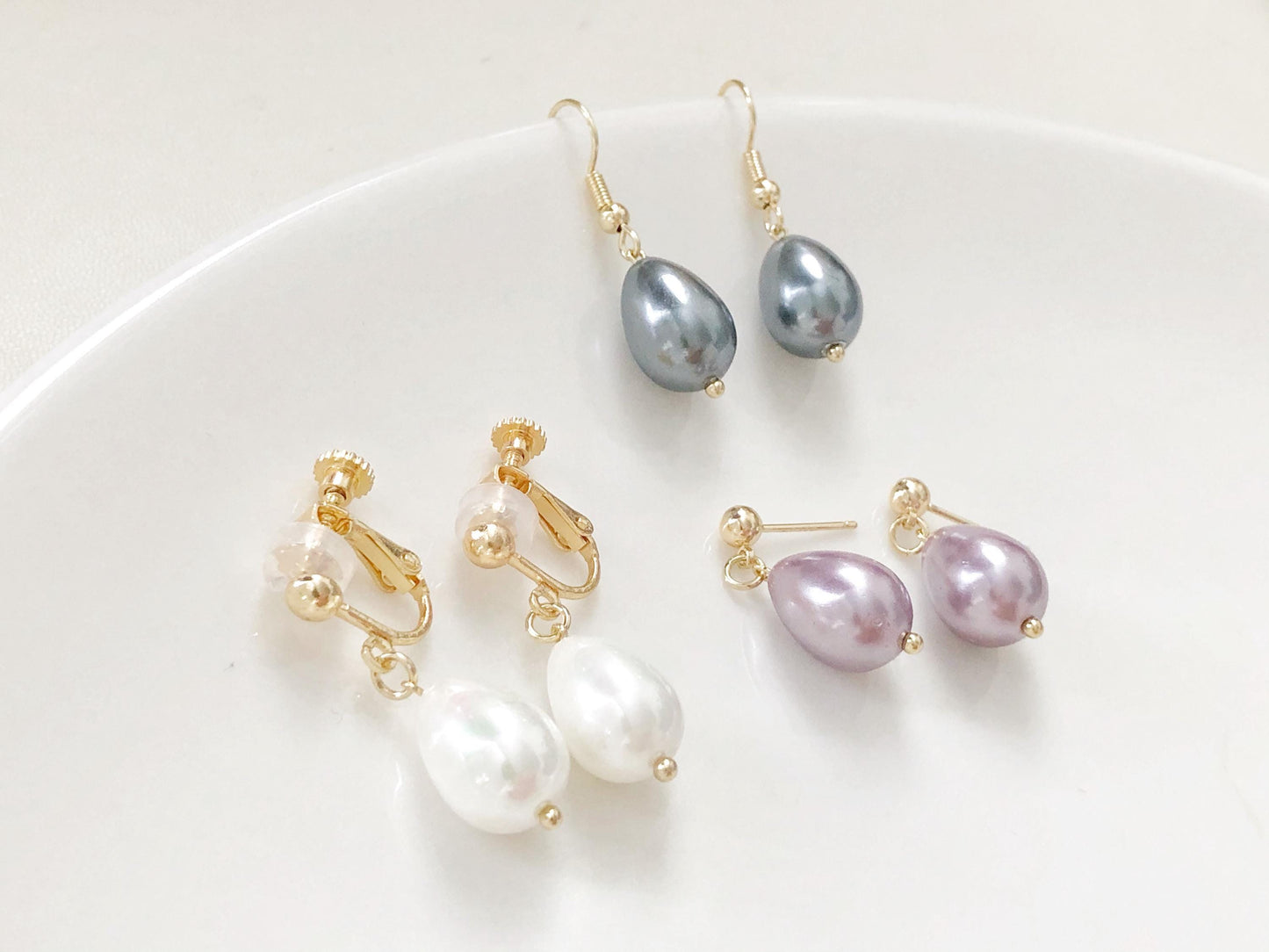 Teardrop Faux Pearl Earrings Elegant Drop Jewellery Classic and Simple Gift for Her Available as Clip On or Pierced Option