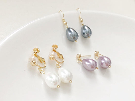 Teardrop Faux Pearl Earrings Elegant Drop Jewellery Classic and Simple Gift for Her Available as Clip On or Pierced Option