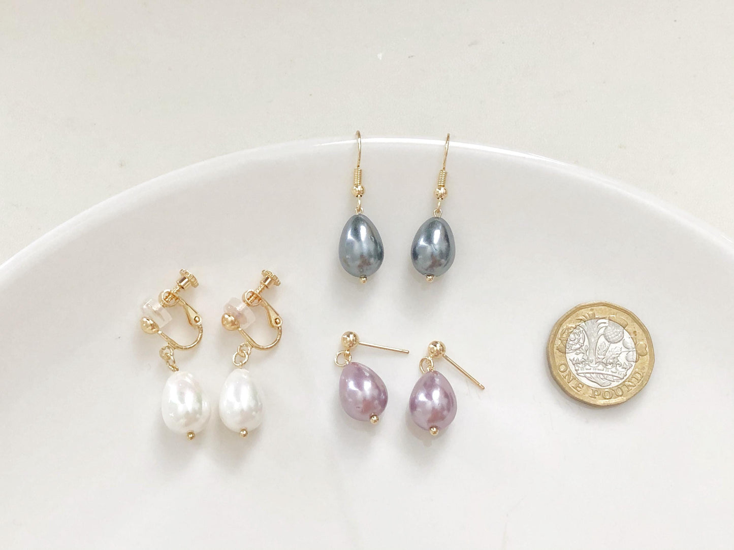 Teardrop Faux Pearl Earrings Elegant Drop Jewellery Classic and Simple Gift for Her Available as Clip On or Pierced Option