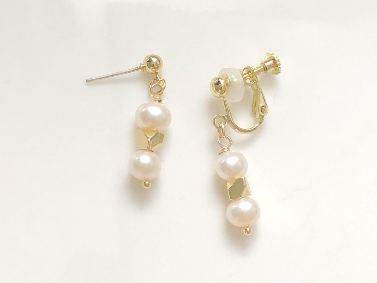 Freshwater Pearl Earrings Dainty Minimalist Drop Jewellery Elegant Everyday Gift for Her Simple Pearl Dangle Earrings Clip On Hook Stud
