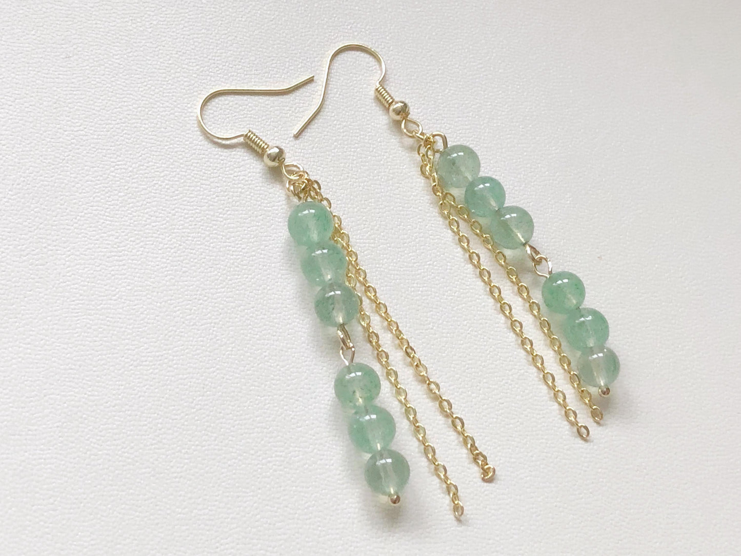 Pastel Bead Earrings, Long Chain Tassel, Gift for Her, Hook Stud or Clip on, Colourful Gemstone Dangle, Boho Summer Jewellery